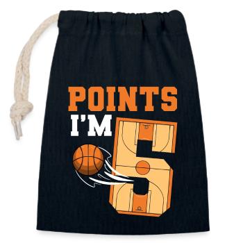 Basketball Anniversaire Enfants 5e anniversaire Fête à thème - Sac cadeau en coton avec cordon (14 x 20 cm) - bleu marine - Devant