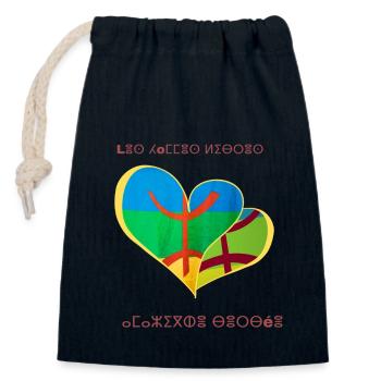 kabyle T-shirt graffiti Le Printemps berbère - Sac cadeau en coton avec cordon (14 x 20 cm) - bleu marine - Devant