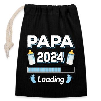 Papa Loading 2024 Vater Väter Vatertag - Verschließbarer Geschenkbeutel aus Baumwolle (14x20cm) - Schwarz - Vorne