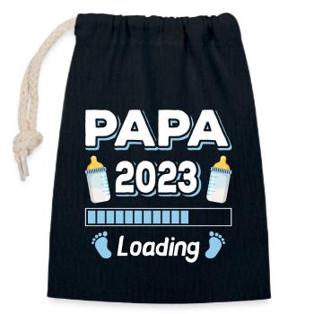Papa Loading 2023 Vater Väter Vatertag - Verschließbarer Geschenkbeutel aus Baumwolle (14x20cm) - Navy - Vorne