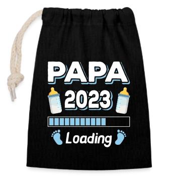 Papa Loading 2023 Père Pères Fête des Pères - Sac cadeau en coton avec cordon (14 x 20 cm) - noir - Devant
