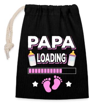 Papa Loading Vater Väter Vatertag - Verschließbarer Geschenkbeutel aus Baumwolle (14x20cm) - Schwarz - Vorne