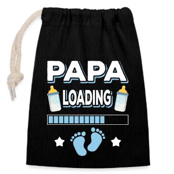 Papa Loading Vater Väter Vatertag - Verschließbarer Geschenkbeutel aus Baumwolle (14x20cm) - Schwarz - Vorne