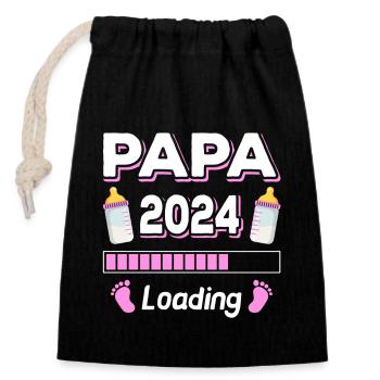 Papa Loading 2024 Vater Väter Vatertag - Verschließbarer Geschenkbeutel aus Baumwolle (14x20cm) - Schwarz - Vorne