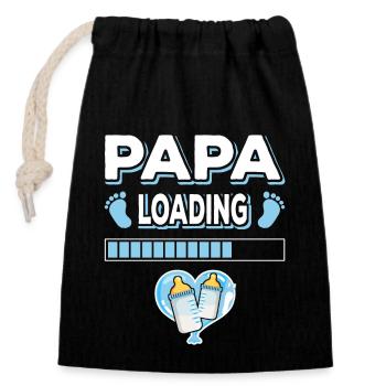 Papa Loading Vater Väter Vatertag - Verschließbarer Geschenkbeutel aus Baumwolle (14x20cm) - Schwarz - Vorne