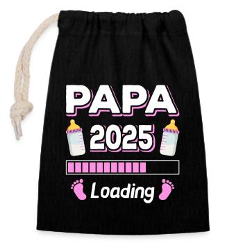 Papa Loading 2025 Vater Väter Vatertag - Verschließbarer Geschenkbeutel aus Baumwolle (14x20cm) - Schwarz - Vorne