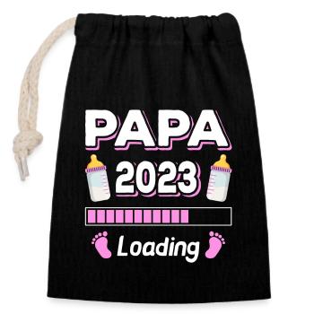 Papa Loading 2023 Vater Väter Vatertag - Verschließbarer Geschenkbeutel aus Baumwolle (14x20cm) - Schwarz - Vorne