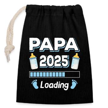 Papa Loading 2025 Vater Väter Vatertag - Verschließbarer Geschenkbeutel aus Baumwolle (14x20cm) - Schwarz - Vorne
