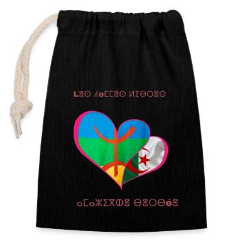 kabyle T-shirt graffiti Le Printemps berbère - Sac cadeau en coton avec cordon (14 x 20 cm) - noir - Devant