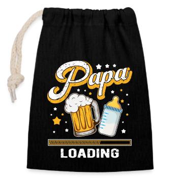 Papa Loading Vater Väter Bier Biertrinker Vatertag - Verschließbarer Geschenkbeutel aus Baumwolle (14x20cm) - Schwarz - Vorne