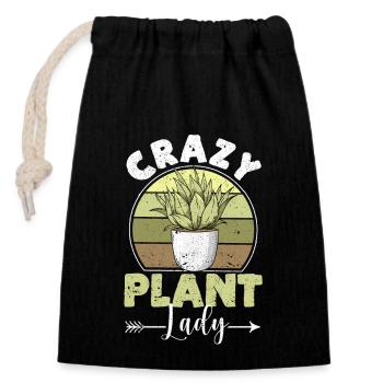 Crazy Plant Lady Women Mom Girl Funny Garden - Closable cotton gift bag (14x20cm) - black - Front