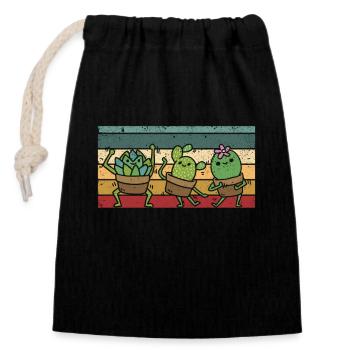 Plantes fraîches Plantes de jardinage amusantes - Sac cadeau en coton avec cordon (14 x 20 cm) - noir - Devant