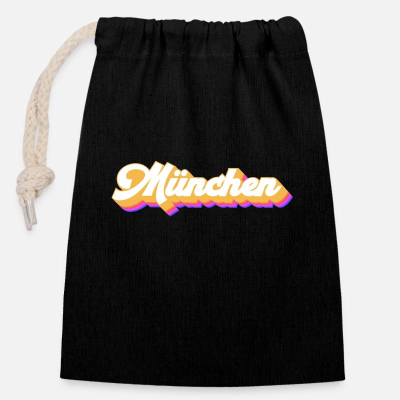 Munich Munich Munich - Sac cadeau en coton avec cordon (14 x 20 cm) - noir