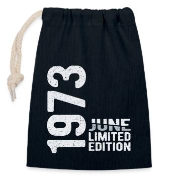 Juin 1973 édition limitée Année de naissance - Sac cadeau en coton avec cordon (14 x 20 cm) - bleu marine - Devant