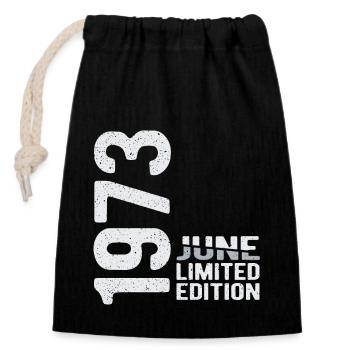 Juin 1973 édition limitée Année de naissance - Sac cadeau en coton avec cordon (14 x 20 cm) - noir - Devant