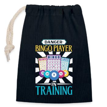 Jeu de cartes de bingo Grand-mère Joueur de bingo Cartes de bingo - Sac cadeau en coton avec cordon (14 x 20 cm) - bleu marine - Devant