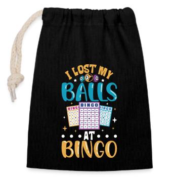 Jeu de cartes de bingo Grand-mère Joueur de bingo Cartes de bingo - Sac cadeau en coton avec cordon (14 x 20 cm) - noir - Devant