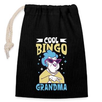Jeu de cartes de bingo Grand-mère Joueur de bingo Cartes de bingo - Sac cadeau en coton avec cordon (14 x 20 cm) - noir - Devant