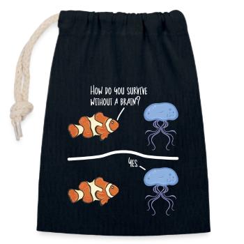 Qualle Meerestier Tauchen Quallen - Verschließbarer Geschenkbeutel aus Baumwolle (14x20cm) - Navy - Vorne