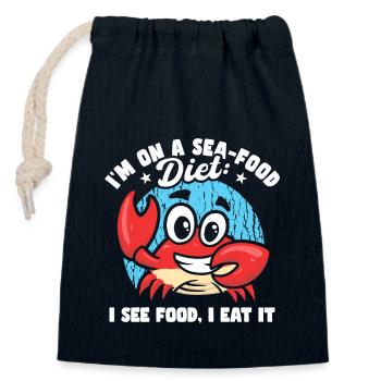 Ich bin auf einer Meeresfrüchte-Diät lustige Papa-Witze-Kreuzfahrt - Verschließbarer Geschenkbeutel aus Baumwolle (14x20cm) - Navy - Vorne