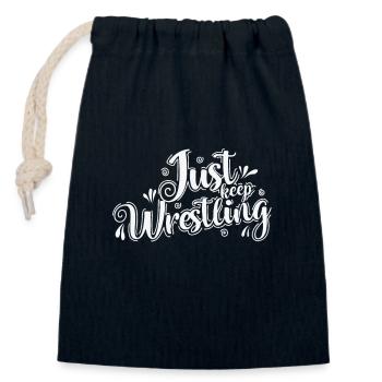 Just keep wrestling show ring fight stunt - Closable cotton gift bag (14x20cm) - navy - Front