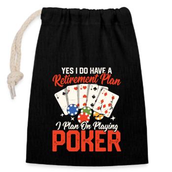 Oui, j’ai un plan de retraite Gambling Poker pl - Sac cadeau en coton avec cordon (14 x 20 cm) - noir - Devant