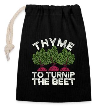 Thyme to the turnip The turnip funny Gardening - Closable cotton gift bag (14x20cm) - black - Front
