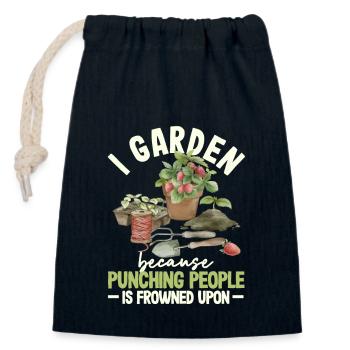I garden because it's frowned upon, people - Closable cotton gift bag (14x20cm) - navy - Front