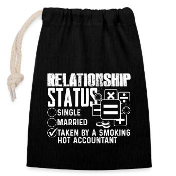 Accountant Accountant Relationship Status - Closable cotton gift bag (14x20cm) - black - Front