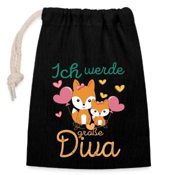 Werde Große Diva Fuchs Schwestern - Verschließbarer Geschenkbeutel aus Baumwolle (14x20cm) - Schwarz - Vorne