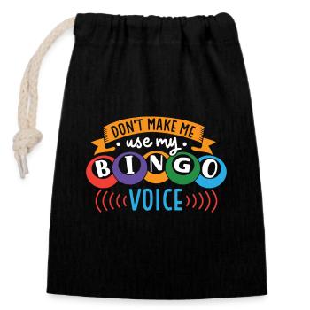 Jeu de cartes de bingo Grand-mère Joueur de bingo Cartes de bingo - Sac cadeau en coton avec cordon (14 x 20 cm) - noir - Devant