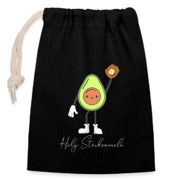 Holy Strikeamole Baseball Softball Avocado - Closable cotton gift bag (14x20cm) - black - Front