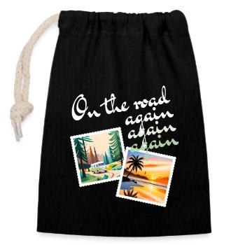 "Van-life is the best life", van life t-shirt - Sac cadeau en coton avec cordon (14 x 20 cm) - noir - Devant