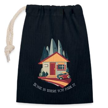 "Van-life is the best life", Van Life T-Shirt - Verschließbarer Geschenkbeutel aus Baumwolle (14x20cm) - Navy - Vorne
