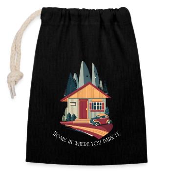 "Van-life is the best life", van life t-shirt - Sac cadeau en coton avec cordon (14 x 20 cm) - noir - Devant