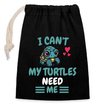 Je ne peux pas offrir d’animal océanique à une tortue - Sac cadeau en coton avec cordon (14 x 20 cm) - noir - Devant