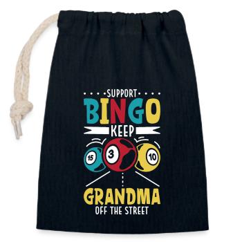 Jeu de cartes de bingo Grand-mère Joueur de bingo Cartes de bingo - Sac cadeau en coton avec cordon (14 x 20 cm) - bleu marine - Devant