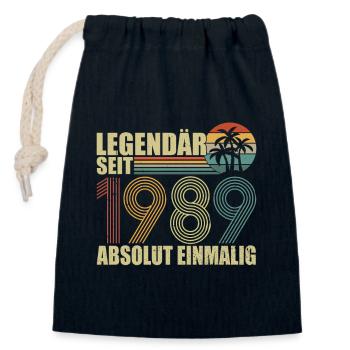 Lucky 1989 - Closable cotton gift bag (14x20cm) - navy - Front