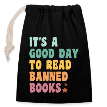 Books Book Reading Reading Bookworm Bookworm Bookaholic - Closable cotton gift bag (14x20cm) - black - Front