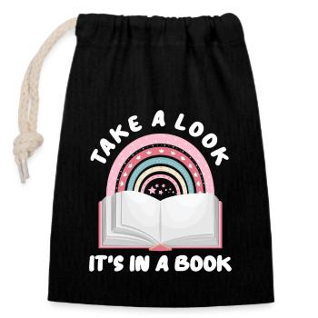 Bücher Buch Lesen Lesewurm Bücherwurm Bookaholic - Verschließbarer Geschenkbeutel aus Baumwolle (14x20cm) - Schwarz - Vorne