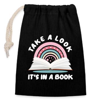 Bücher Buch Lesen Lesewurm Bücherwurm Bookaholic - Verschließbarer Geschenkbeutel aus Baumwolle (14x20cm) - Schwarz - Vorne