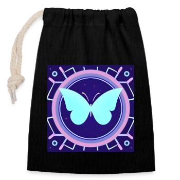 Butterflies pattern - Sac cadeau en coton avec cordon (14 x 20 cm) - noir - Devant