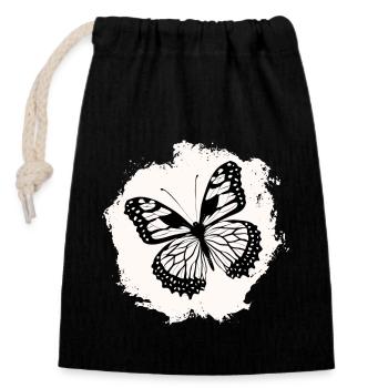 Butterflies pattern - Sac cadeau en coton avec cordon (14 x 20 cm) - noir - Devant
