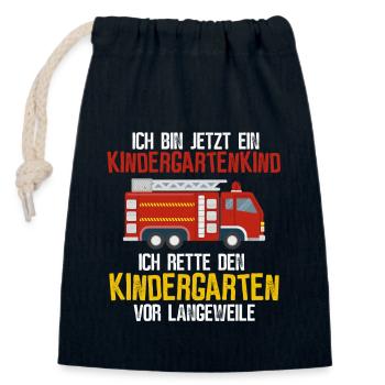 Kindergarten Kind Retter - Verschließbarer Geschenkbeutel aus Baumwolle (14x20cm) - Navy - Vorne