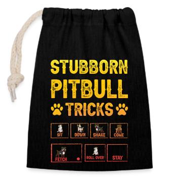 Stubborn pitbull tricks - Verschließbarer Geschenkbeutel aus Baumwolle (14x20cm) - Schwarz - Vorne