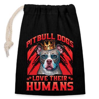 Les chiens Pitbull aiment leurs humains - Sac cadeau en coton avec cordon (14 x 20 cm) - noir - Devant
