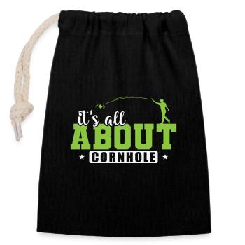 Tout tourne autour de Cornhole Game Hobby - Sac cadeau en coton avec cordon (14 x 20 cm) - noir - Devant