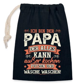 Papa Sprüche Humor - Verschließbarer Geschenkbeutel aus Baumwolle (14x20cm) - Navy - Vorne