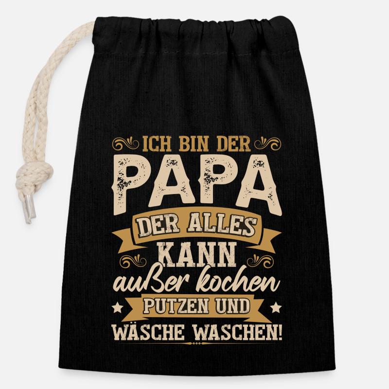 Ich bin der Papa der alles kann - Verschließbarer Geschenkbeutel aus Baumwolle (14x20cm) - Schwarz