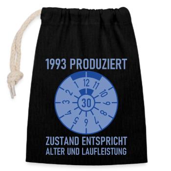 HU Zustand entspricht Alter und Laufleistung 1993 - Verschließbarer Geschenkbeutel aus Baumwolle (14x20cm) - Schwarz - Vorne